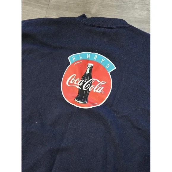 Vintage Coca-Cola Polar Bear Sweatshirt Medium Navy Crewneck 1995 90s - Picture 6 of 12